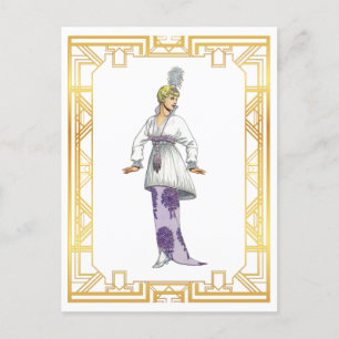 Cartão Postal Vintage Fashion no início da década de 1900, Pena 