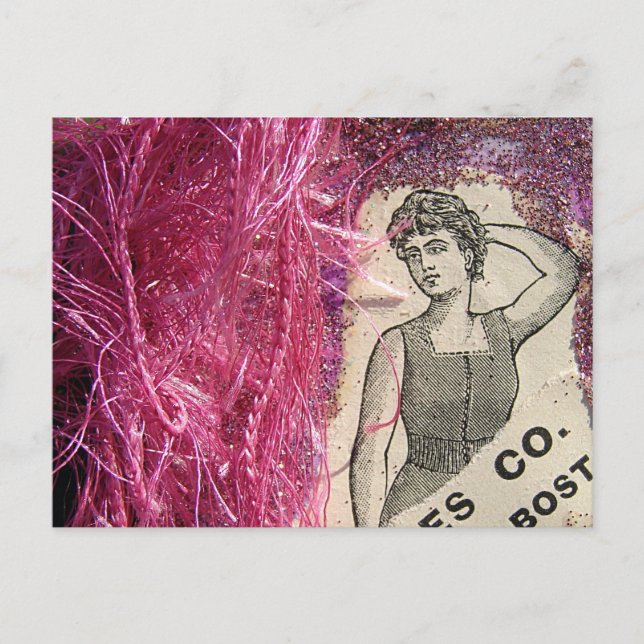 Cartão Postal Vintage Fashion Rosa (Frente)