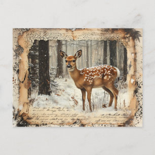 Cartão Postal Vintage Fawn Rustic Diário Art