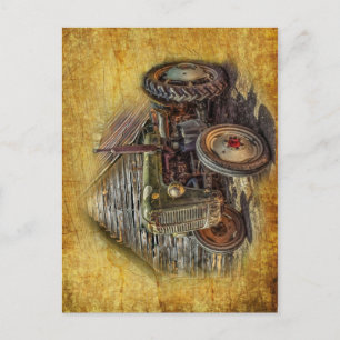 Cartão Postal Vintage Fazenda Trator Velho