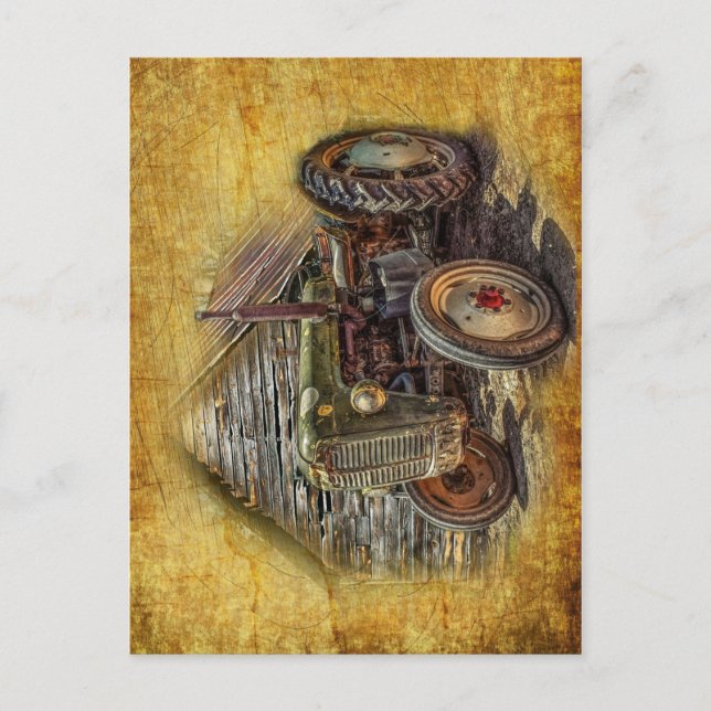 Cartão Postal Vintage Fazenda Trator Velho (Frente)