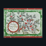 Cartão Postal Vintage Felry Christmas Green Holly<br><div class="desc">Mande Cartões de natal para sua família e amigos este ano com este Natal feliz para todos os cartões postais verdes e vermelhos!</div>