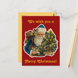 Cartão Postal Vintage Felry Christmas Papais noeis Bag of Toys