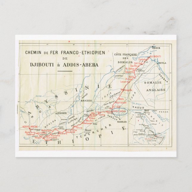 Cartão Postal Vintage, ferrovia? franco_Etíope (Frente)