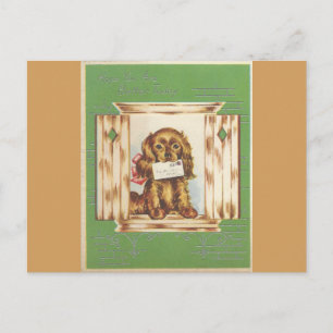 Cartão Postal Vintage fica bem cãozinho com letra