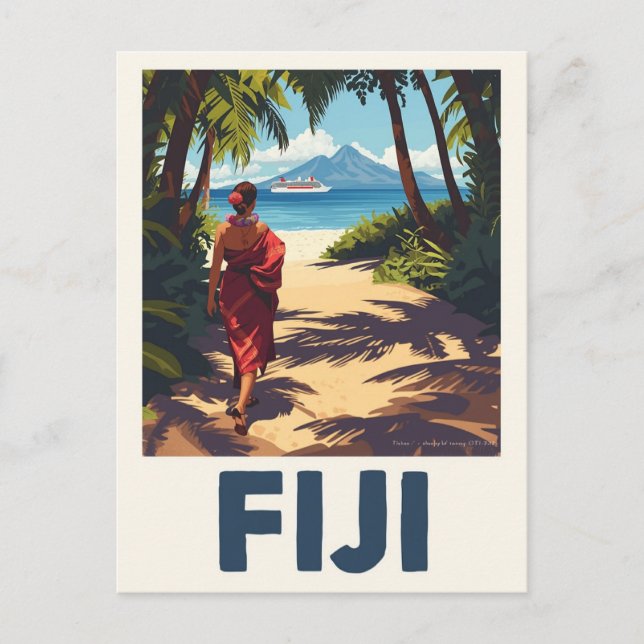 Cartão Postal Vintage Fiji Tropical Island Viagem (Frente)