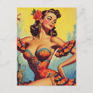 Cartão Postal Vintage Flamenco Pin Up