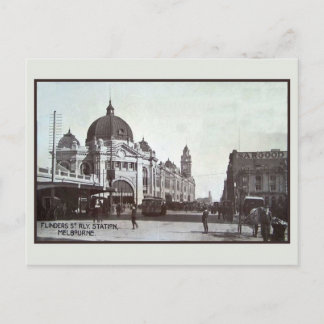 Cartão Postal Vintage Flinders Street, estação, Melbourne