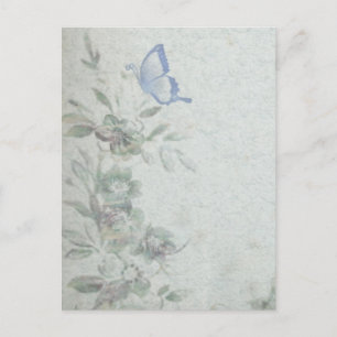 Cartão Postal Vintage Floral Blue