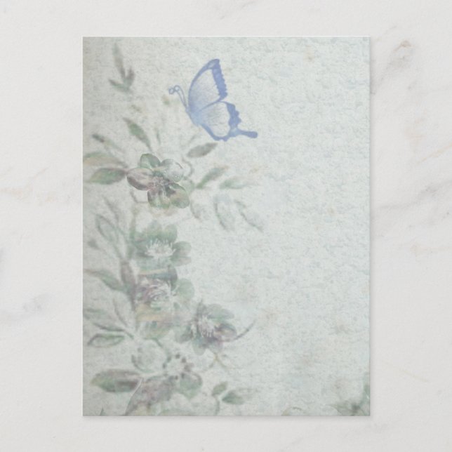 Cartão Postal Vintage Floral Blue (Frente)