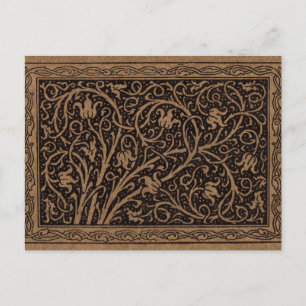Cartão Postal Vintage Floral Brown Swirls