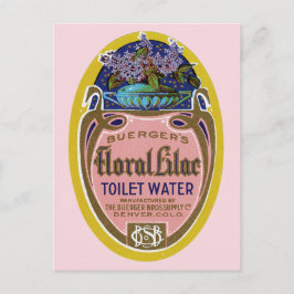 Cartão Postal Vintage Floral Lilac Toilet Water Label