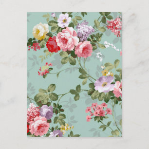 Cartão Postal Vintage Floral Wallpaper