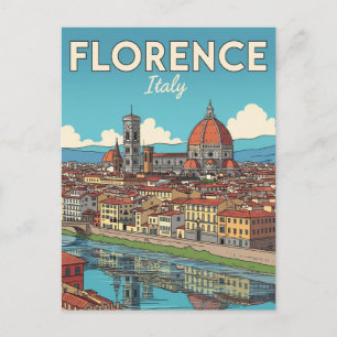 Cartão Postal Vintage Florence Itália Viagem