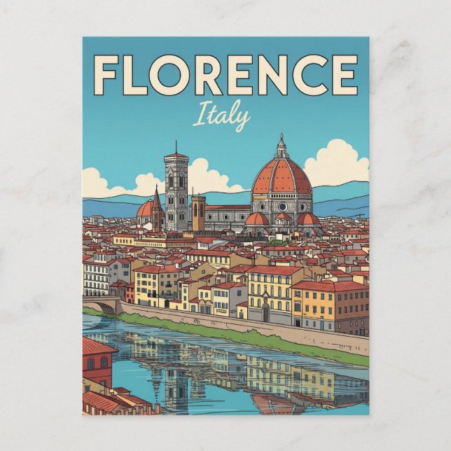 Cartão Postal Vintage Florence Itália Viagem (Frente)