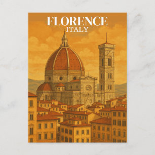 Cartão Postal Vintage Florence Itália - Viagem - Ilustração Retr