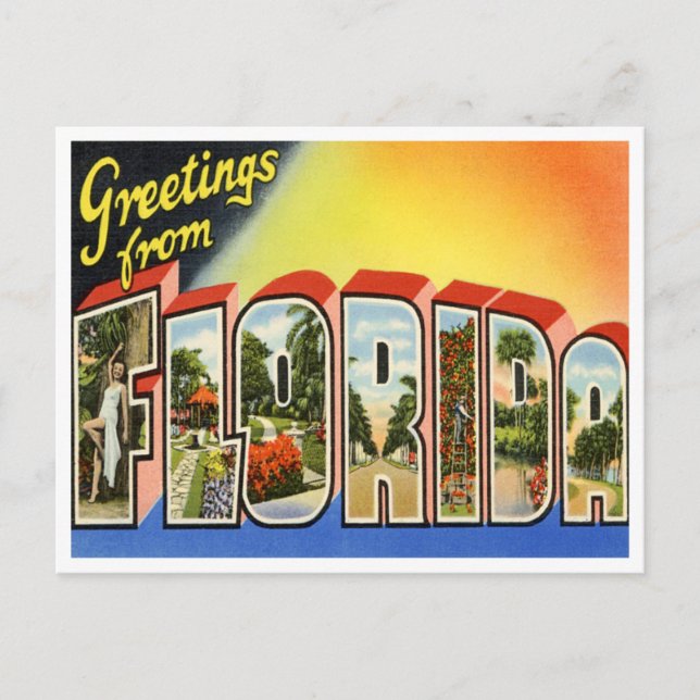 Cartão postal Vintage Florida (Frente)