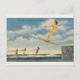 Cartão Postal Vintage Florida Cypress Gardens Ski Jump Postcard