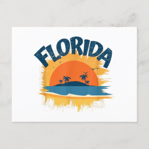 Cartão Postal Vintage Florida Retro Tee Design Sunshine