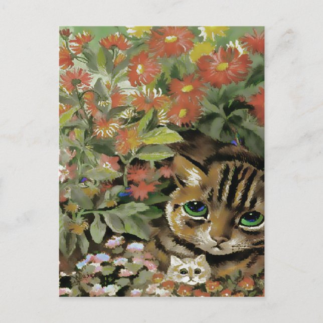 Cartão postal Vintage Flower Cats (Frente)