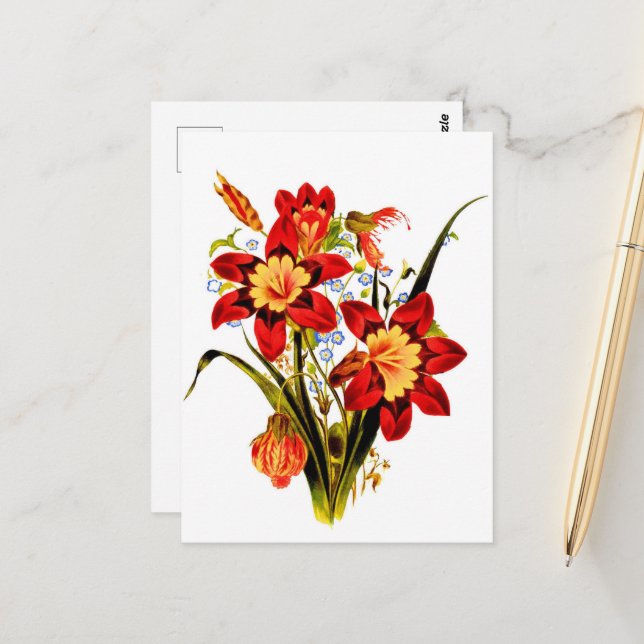 Cartão Postal Vintage Flowers (Frente/Verso In Situ)