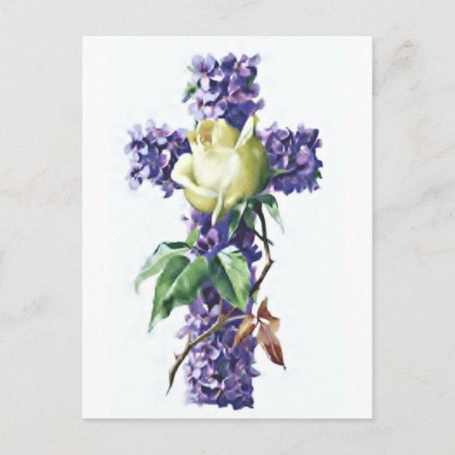 Cartão Postal Vintage Flowers Cross (Frente)