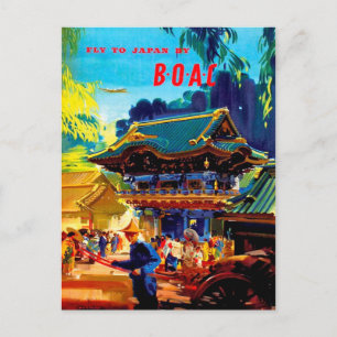 Cartão Postal Vintage FLY PARA O JAPÃO POR B.O.A.C Frank Wootton