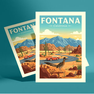 Cartão Postal Vintage Fontana California