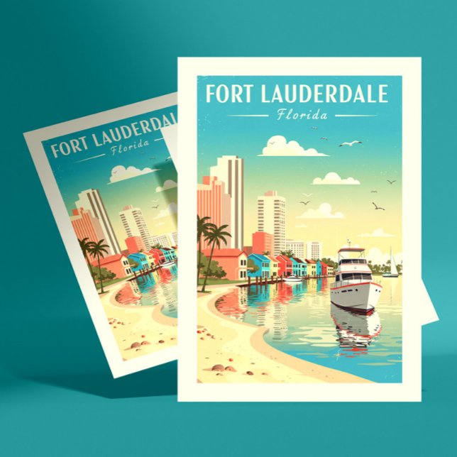 Cartão Postal Vintage Fort Lauderdale Florida (Criador carregado)