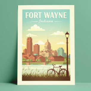Cartão Postal Vintage Fort Wayne Indiana