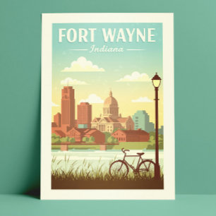Cartão Postal Vintage Fort Wayne Indiana