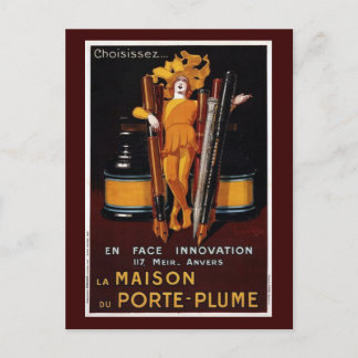 Cartão Postal Vintage Fountain Caneta Advertisement