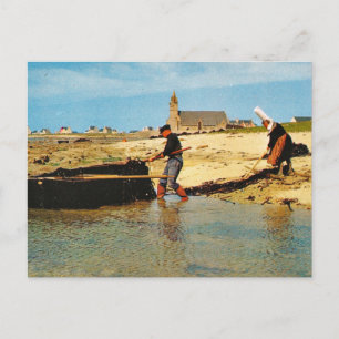Cartão Postal Vintage France, Bretagne, embarcações de pesca  