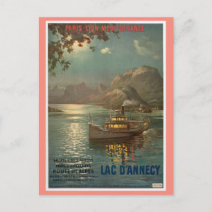 Cartão Postal Vintage France Lake Annecy Viagem francês