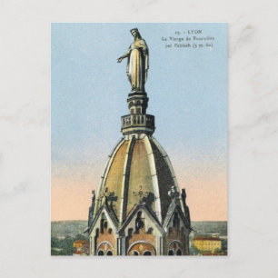 Cartão Postal Vintage France, Lyon, Virgem de Fourviere