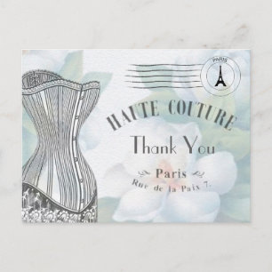 Cartão Postal Vintage Francês Paris Obrigado