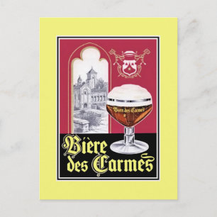 Cartão Postal Vintage French Abbay publicando cerveja