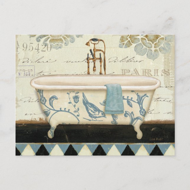 Cartão Postal Vintage French Bathtub (Frente)