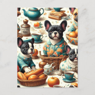 Cartão Postal Vintage French Bulldog Seamless