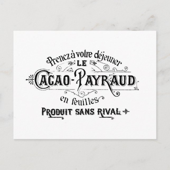 Cartão Postal Vintage French Cacao - Payraud Ad (Frente)
