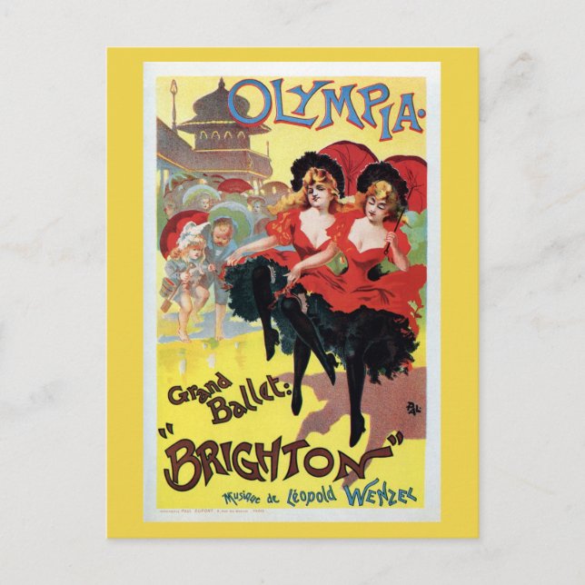 Cartão Postal Vintage French can-can (cancan) dance (Frente)