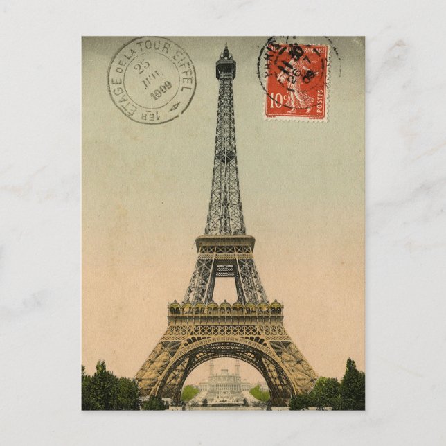 Cartão postal Vintage French Chic Eiffel Tower Par (Frente)