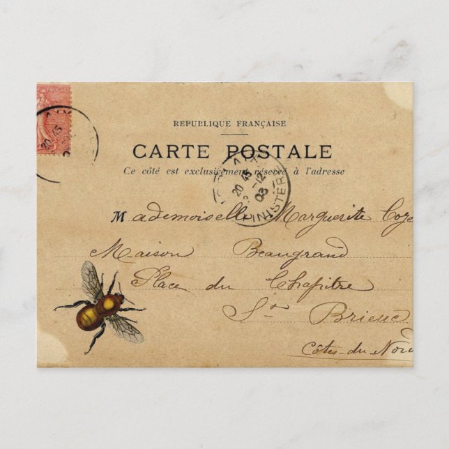 Cartão postal Vintage French Ephemera (Frente)