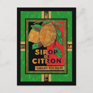 Cartão Postal Vintage French Lemon Raspberry Syrup Labs