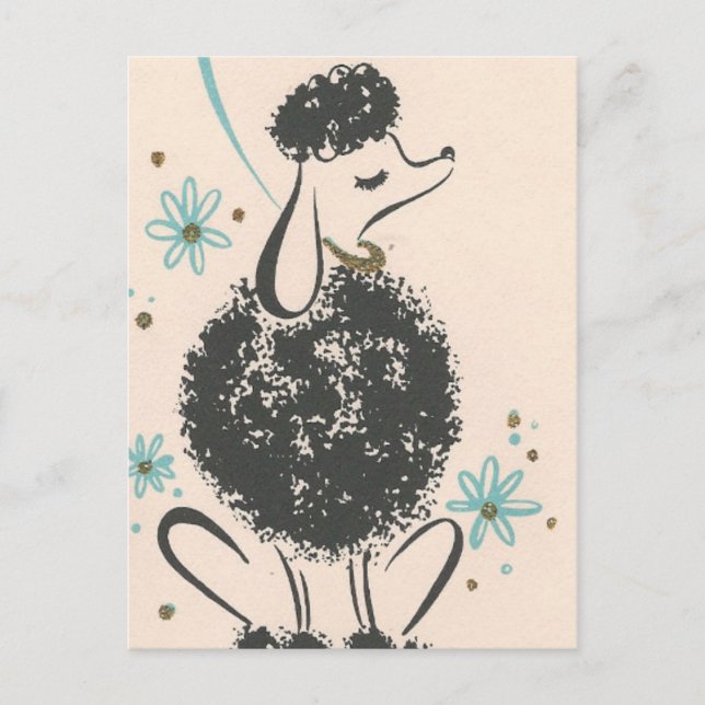 Cartão Postal Vintage French Poodle (Frente)