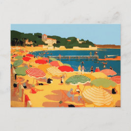 Cartão Postal Vintage French Riviera Beach