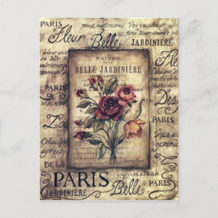 Cartão Postal Vintage French Rosa Design
