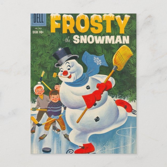 Cartão Postal Vintage Frosty em Skates (Frente)