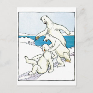 Cartão Postal Vintage Funny Polar Bears