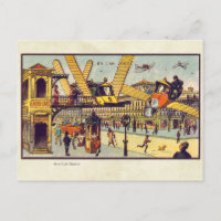Vintage Futurística Flying Machines Color Art